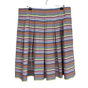 Talbots Colourful Striped A-Line Skirt 14P Retro Rainbow Mod Preppy Mid-Length